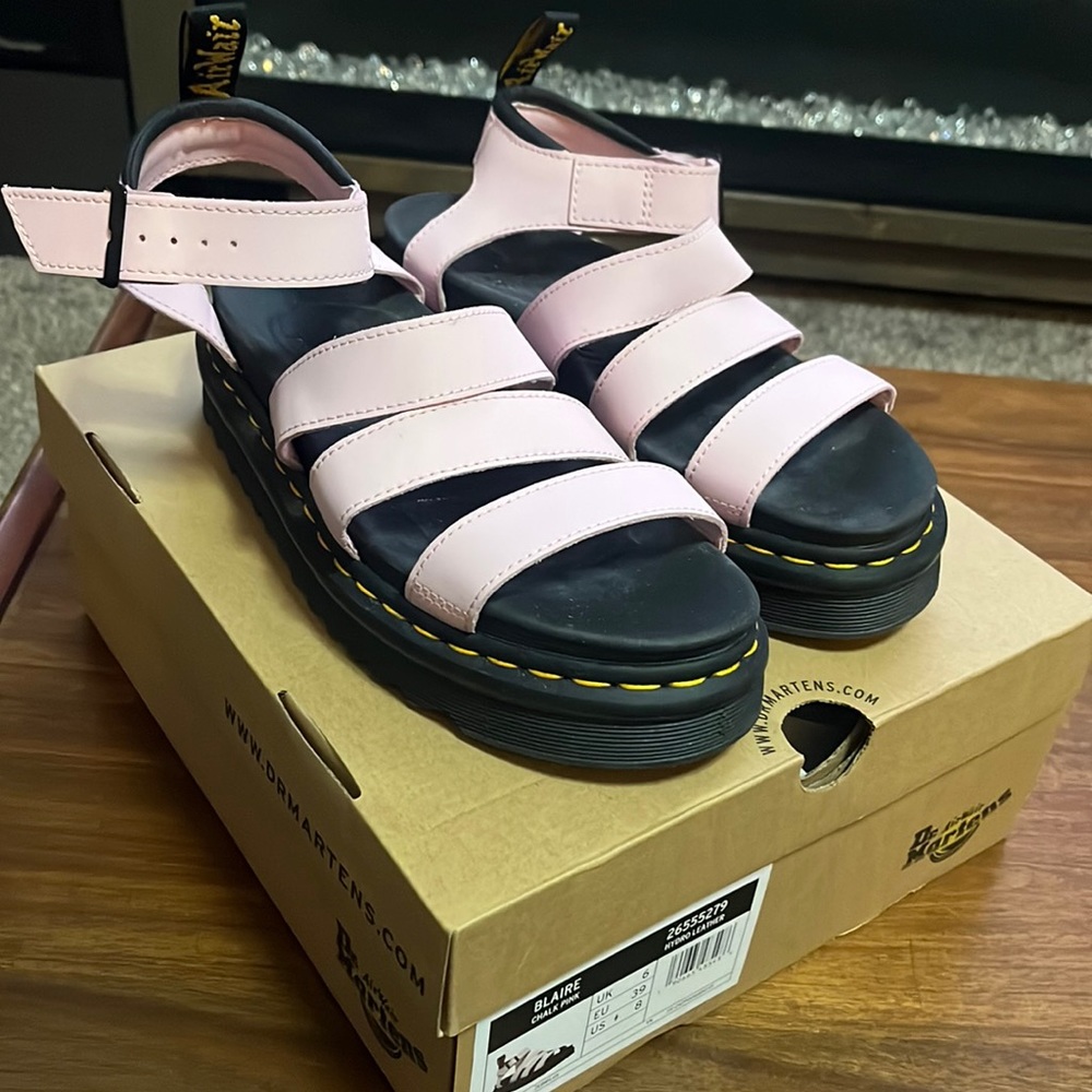 Blush pink Hydro Leather Dr. Martens Blaire Sandals